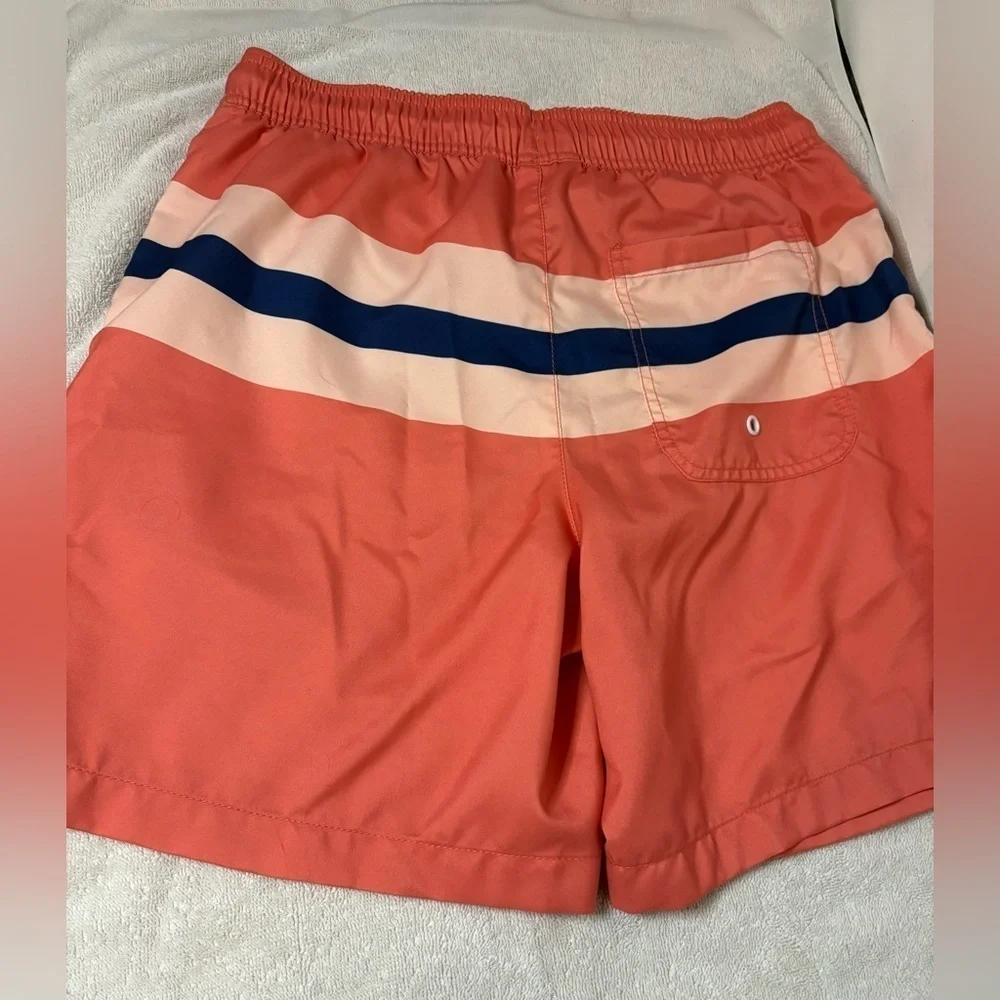 Amazon Essentials Men’s Quick Dry 7” Swim Trunks Peach/Blue Size Medium NWOT
